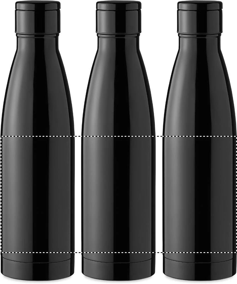 Fľaša s teplomerom 500 ml – černá – tlačová plocha – Dookola 360°