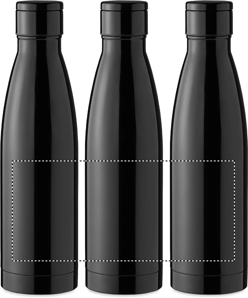 Fľaša s teplomerom 500 ml – černá – tlačová plocha – Dookola (rotačná sieťotlač)