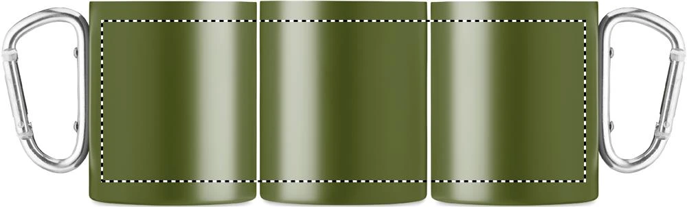 Dvojstenný kovový hrnček 300 ml – tmavě zelená – tlačová plocha – Dookola 360°
