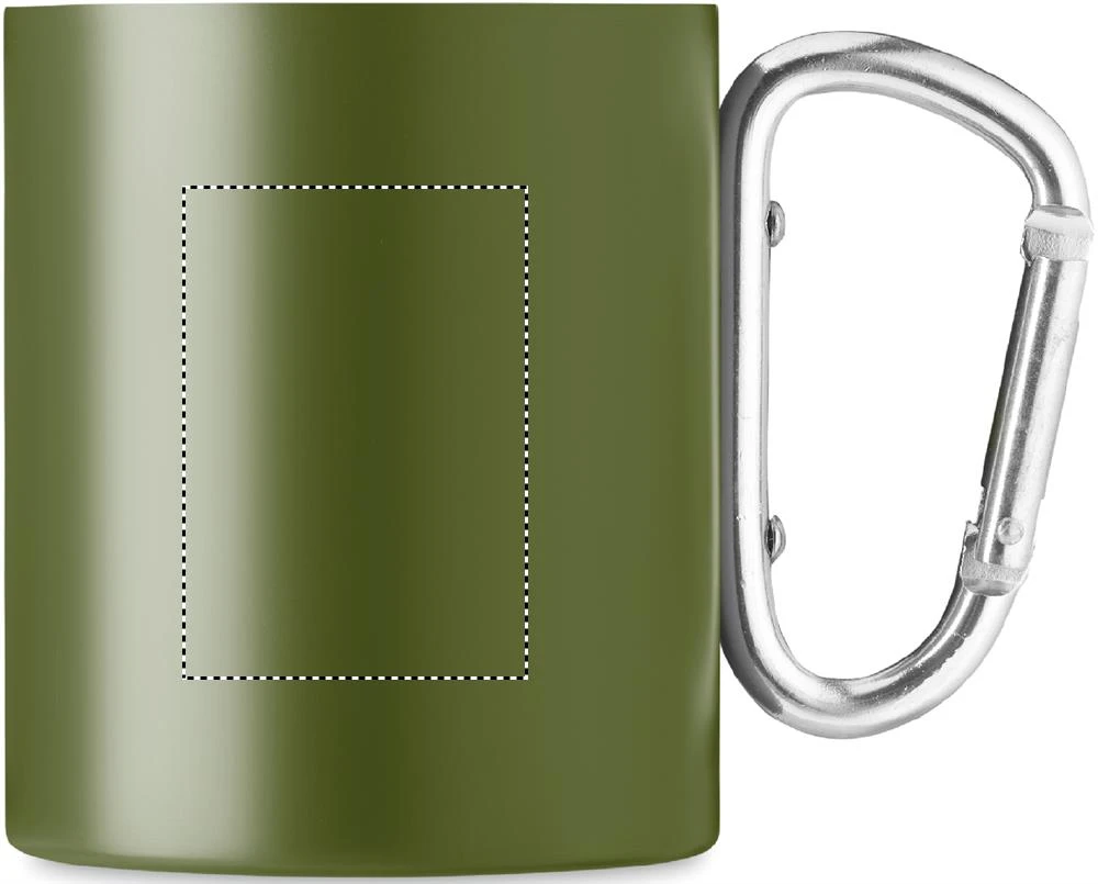 Dvojstenný kovový hrnček 300 ml – tmavě zelená – tlačová plocha – Pre pravákov