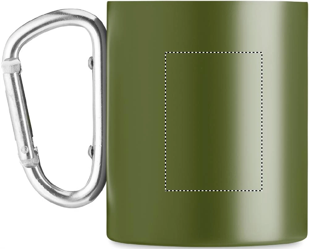 Dvojstenný kovový hrnček 300 ml – tmavě zelená – tlačová plocha – Pre ľavákov