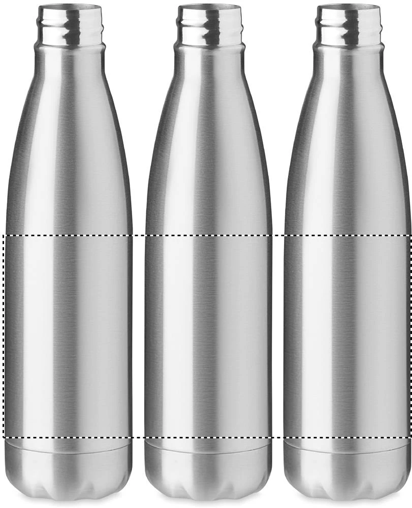 Fľaša s dvojitou stenou 500 ml – matná stříbrná – tlačová plocha – Dookola 360°