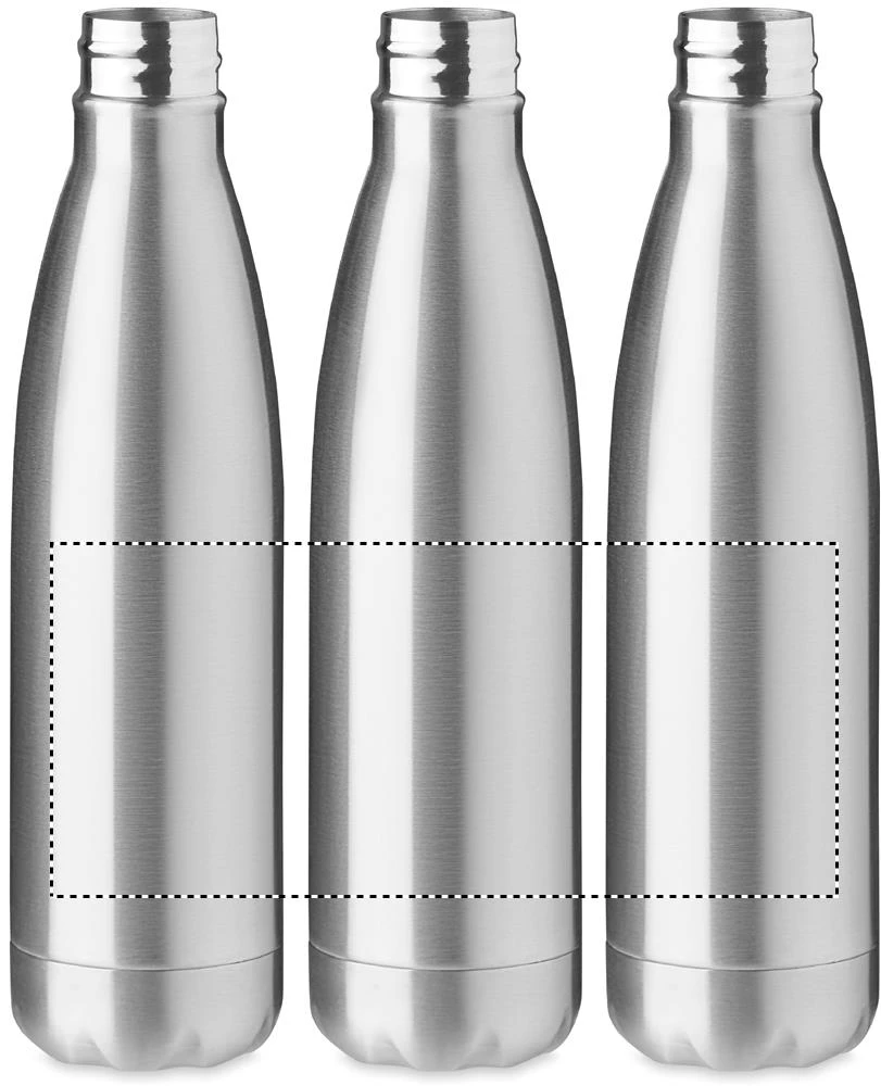 Fľaša s dvojitou stenou 500 ml – matná stříbrná – tlačová plocha – Dookola (rotačná sieťotlač)