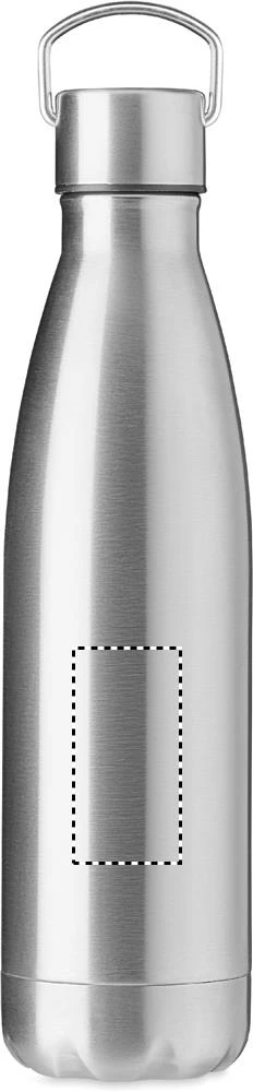 Fľaša s dvojitou stenou 500 ml – matná stříbrná – tlačová plocha – Zadná strana