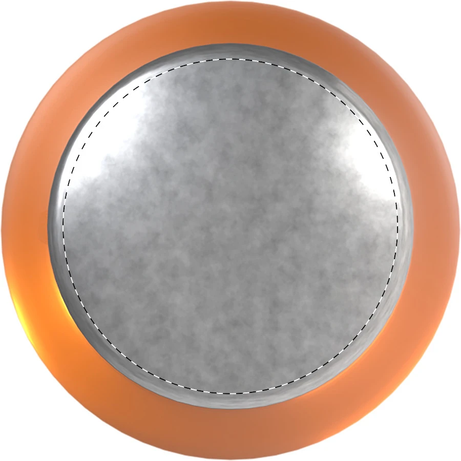 Dolba RPET flaša – orange – tlačová plocha – Vrchná časť