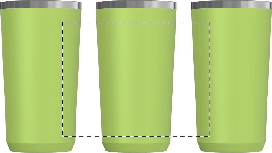 Lungogo termo hrnček – lime green – tlačová plocha – Celoplošná potlač – rotačná sieťotlač