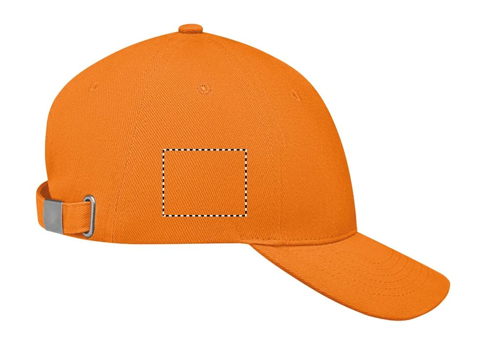 Päťpanelová čiapka – oranžová – tlačová plocha – Pravý bok