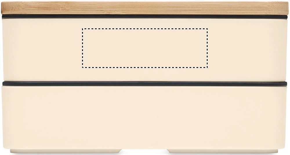 Krabička na obed z recykl. PP – béžová – tlačová plocha – BOX 1 SIDE 1
