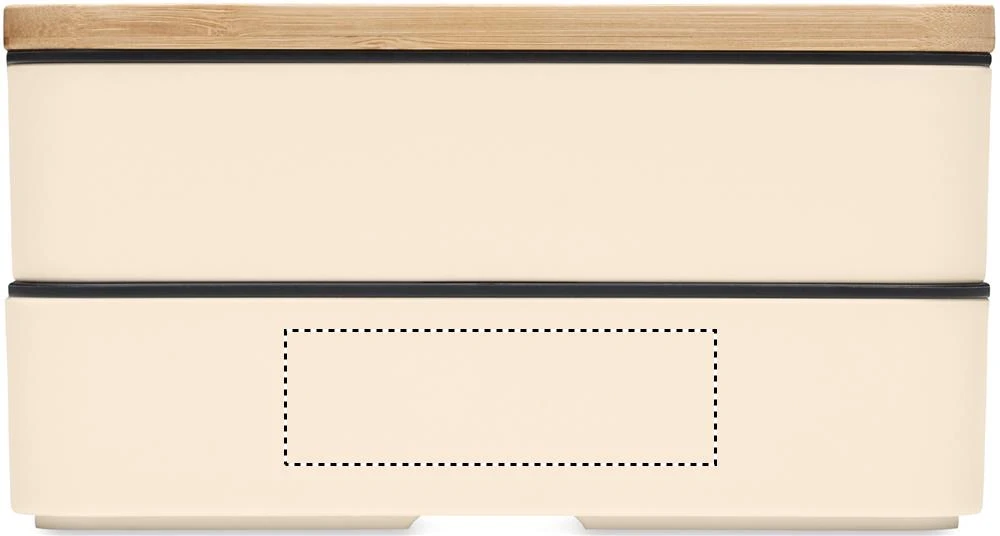 Krabička na obed z recykl. PP – béžová – tlačová plocha – BOX 2 SIDE 1