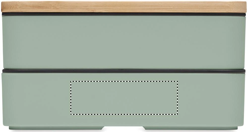Krabička na obed z recykl. PP – mátově zelená – tlačová plocha – BOX 2 SIDE 1