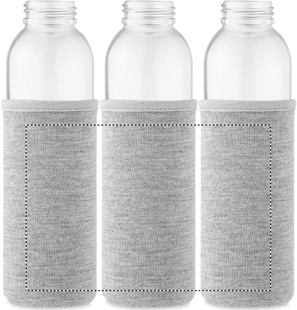 Fľaša z recyklovaného skla – šedá – tlačová plocha – POUCH T1