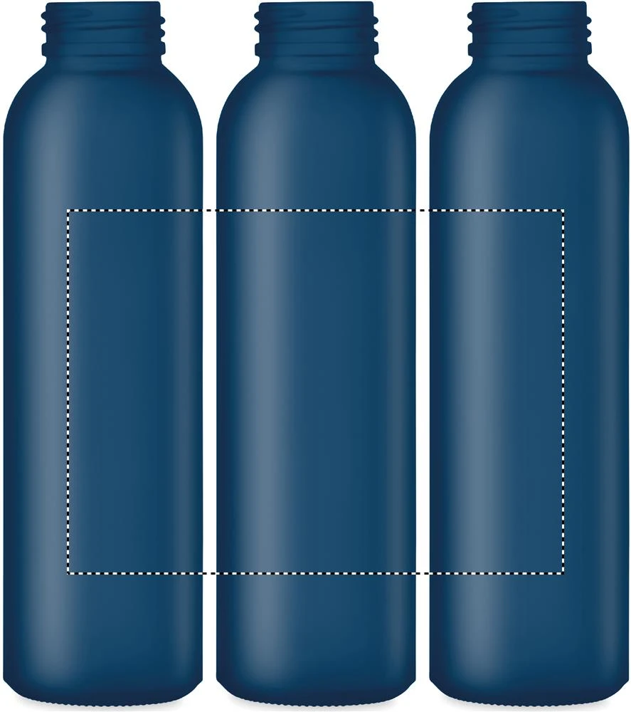 Matná sklenená fľaša 500 ml – transparentní modrá – tlačová plocha – Dookola (rotačná sieťotlač)