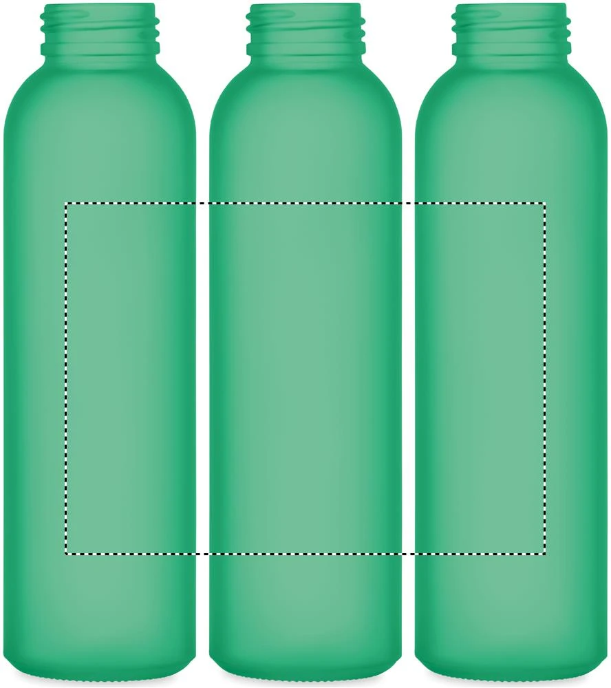 Matná sklenená fľaša 500 ml – transparentní zelená – tlačová plocha – Dookola (rotačná sieťotlač)
