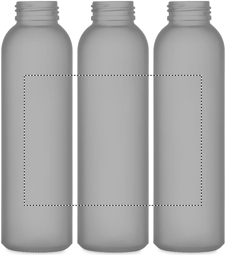 Matná sklenená fľaša 500 ml – transparentní šedá – tlačová plocha – Dookola (rotačná sieťotlač)