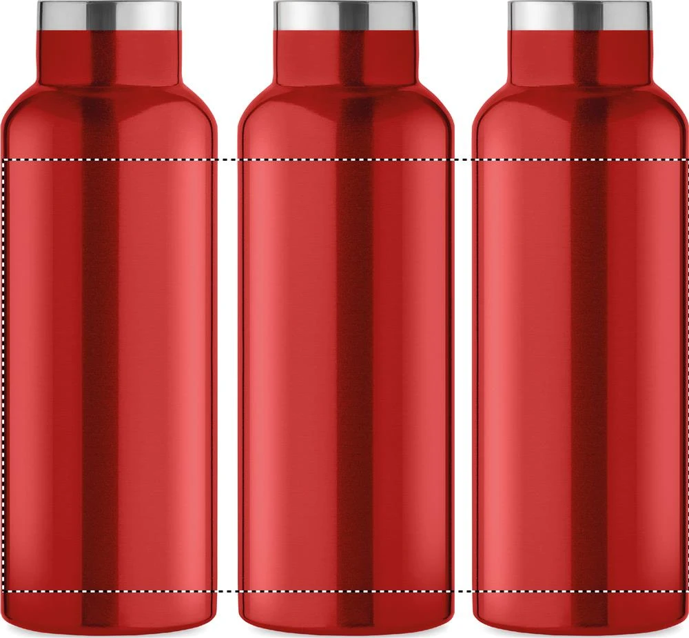 Fľaša s dvojitou stenou 500 ml – červená – tlačová plocha – Dookola 360°