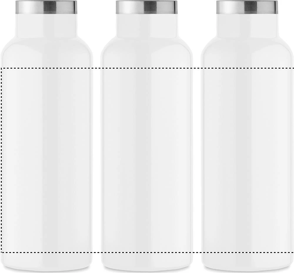 Fľaša s dvojitou stenou 500 ml – bílá – tlačová plocha – Dookola 360°