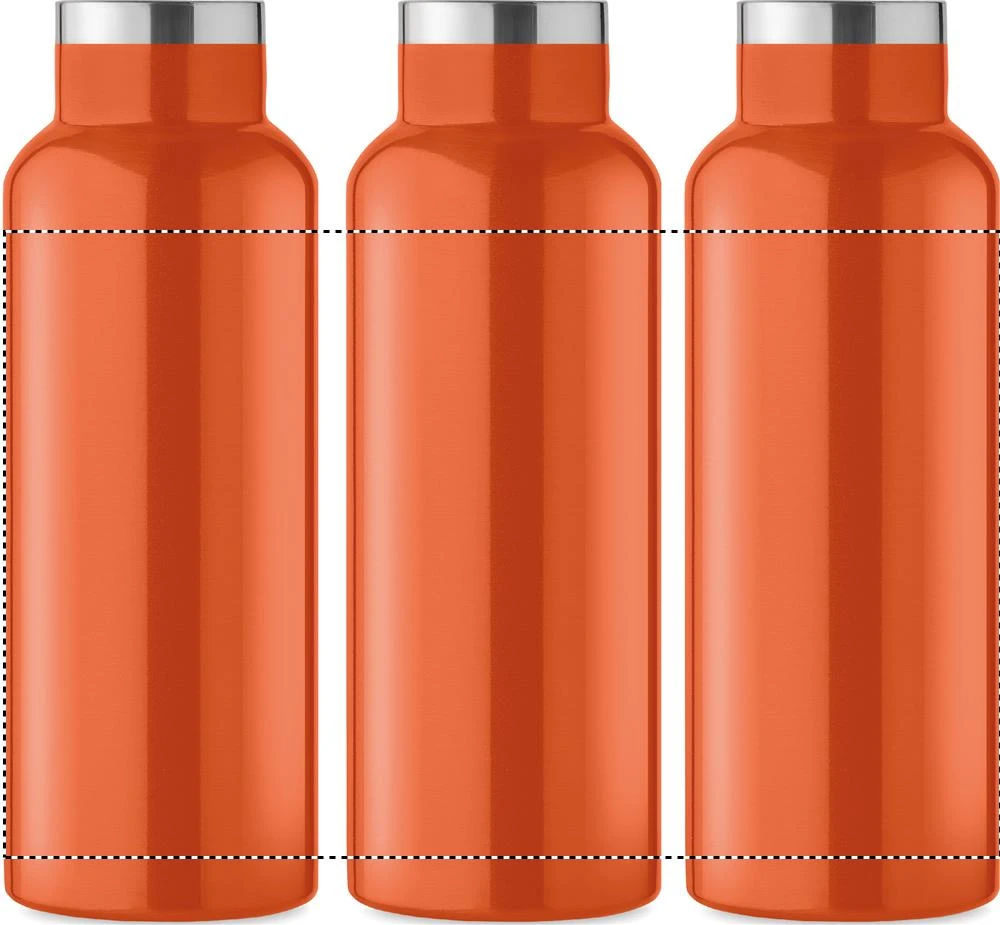Fľaša s dvojitou stenou 500 ml – oranžová – tlačová plocha – Dookola 360°