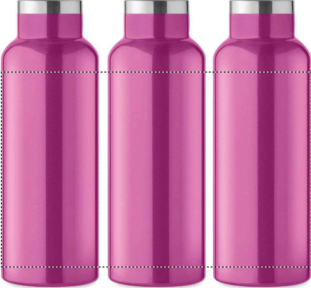 Fľaša s dvojitou stenou 500 ml – fuchsiová – tlačová plocha – Dookola 360°
