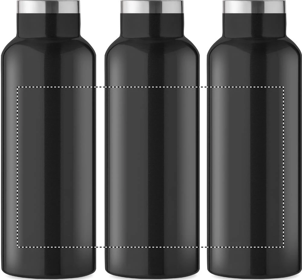Fľaša s dvojitou stenou 500 ml – černá – tlačová plocha – Dookola (rotačná sieťotlač)