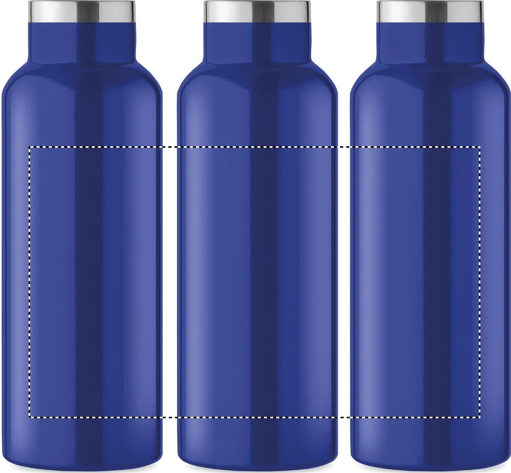 Fľaša s dvojitou stenou 500 ml – modrá – tlačová plocha – Dookola (rotačná sieťotlač)
