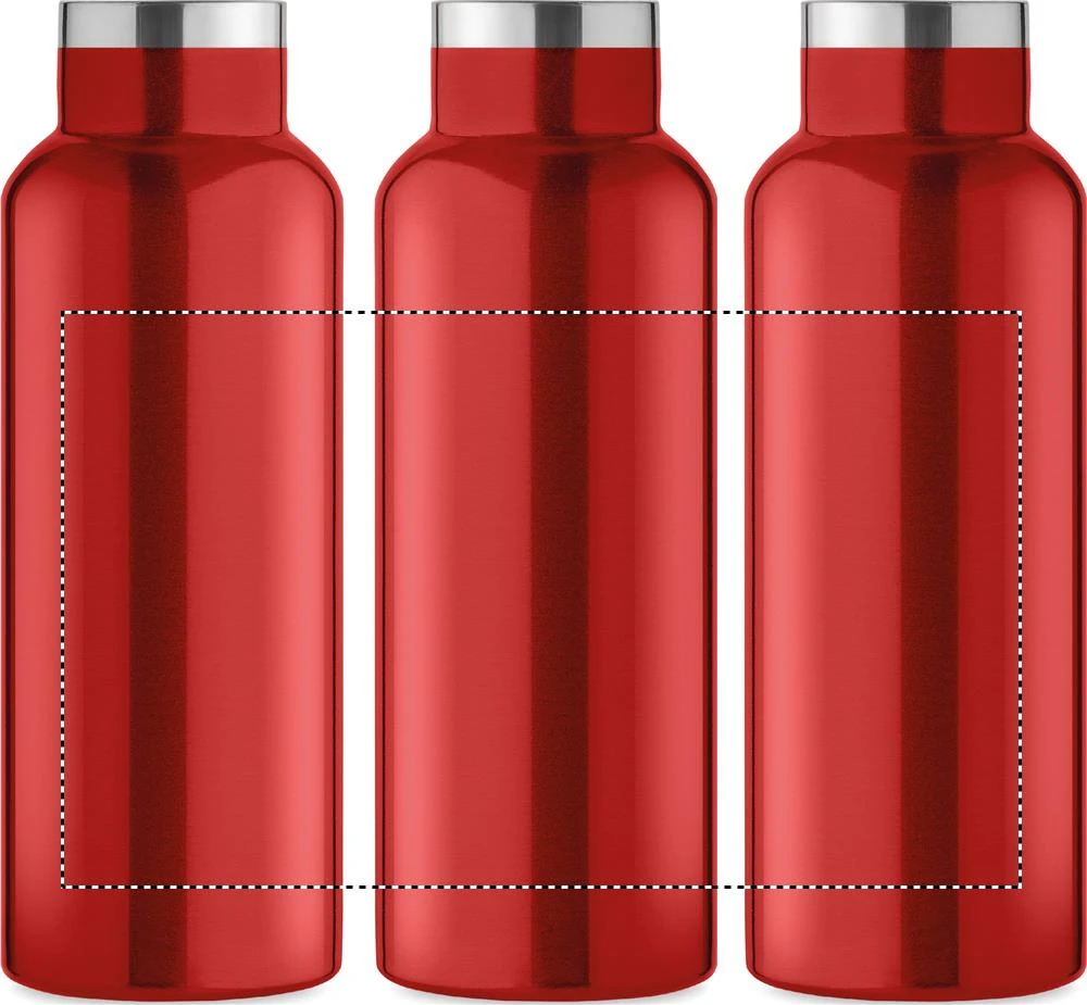 Fľaša s dvojitou stenou 500 ml – červená – tlačová plocha – Dookola (rotačná sieťotlač)