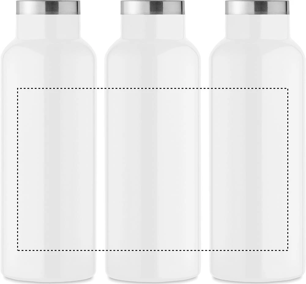 Fľaša s dvojitou stenou 500 ml – bílá – tlačová plocha – Dookola (rotačná sieťotlač)