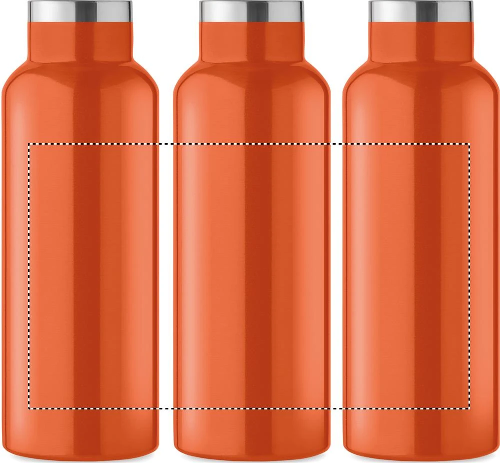 Fľaša s dvojitou stenou 500 ml – oranžová – tlačová plocha – Dookola (rotačná sieťotlač)