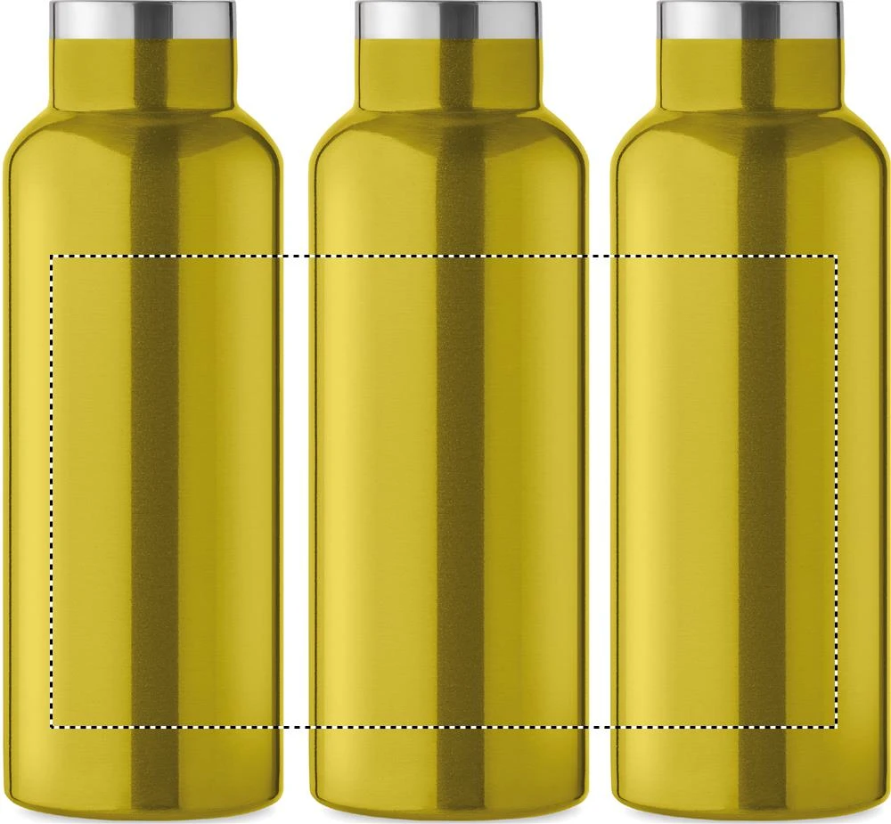 Fľaša s dvojitou stenou 500 ml – limetková – tlačová plocha – Dookola (rotačná sieťotlač)