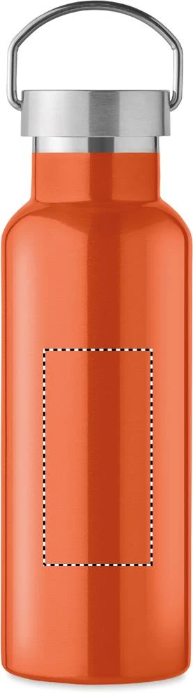 Fľaša s dvojitou stenou 500 ml – oranžová – tlačová plocha – Predná strana