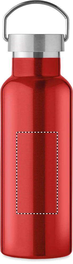 Fľaša s dvojitou stenou 500 ml – červená – tlačová plocha – Zadná strana
