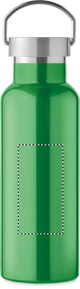 Fľaša s dvojitou stenou 500 ml – zelená – tlačová plocha – Zadná strana