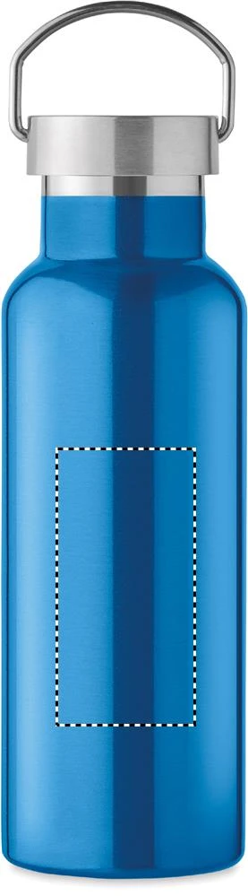 Fľaša s dvojitou stenou 500 ml – tyrkysová – tlačová plocha – Zadná strana