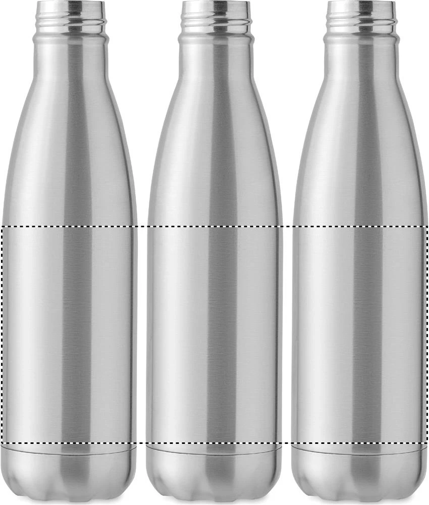 Fľaša s dvojitou stenou 500 ml – matná stříbrná – tlačová plocha – Dookola 360°