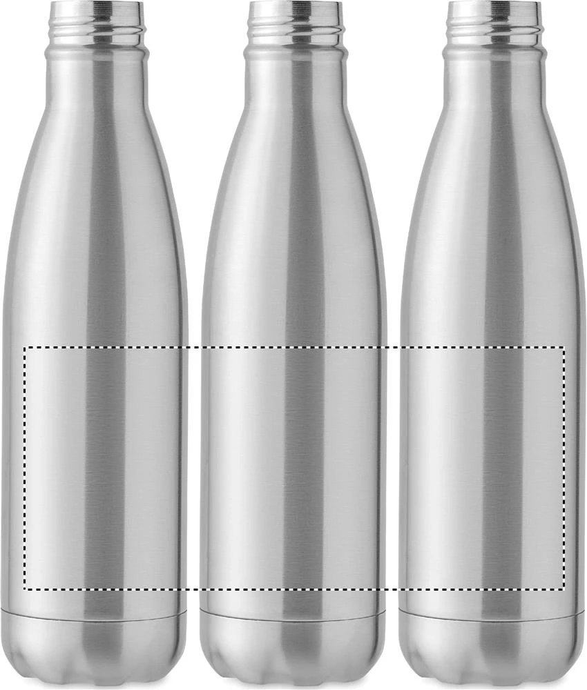 Fľaša s dvojitou stenou 500 ml – matná stříbrná – tlačová plocha – Dookola (rotačná sieťotlač)
