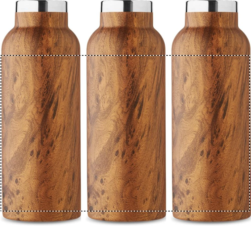 Fľaša s dvojitou stenou 500 ml – hnedá – tlačová plocha – Dookola 360°