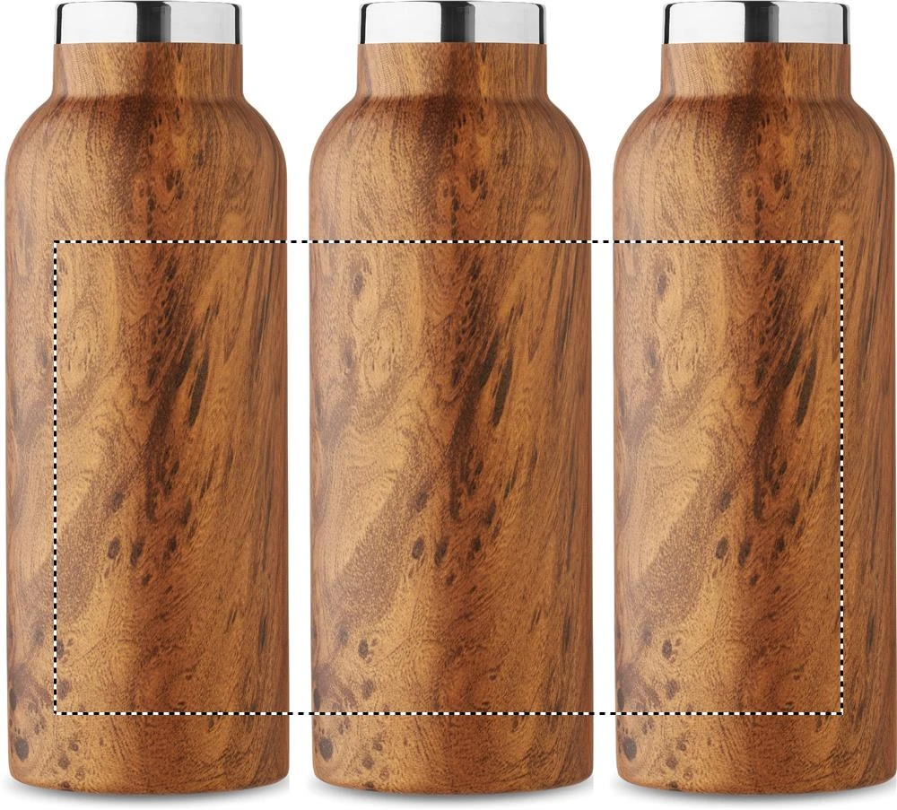 Fľaša s dvojitou stenou 500 ml – hnedá – tlačová plocha – Dookola (rotačná sieťotlač)