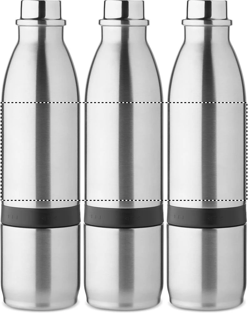 Dvojstenná fľaša 2v1, 500 ml – matná stříbrná – tlačová plocha – BOTTLE 360