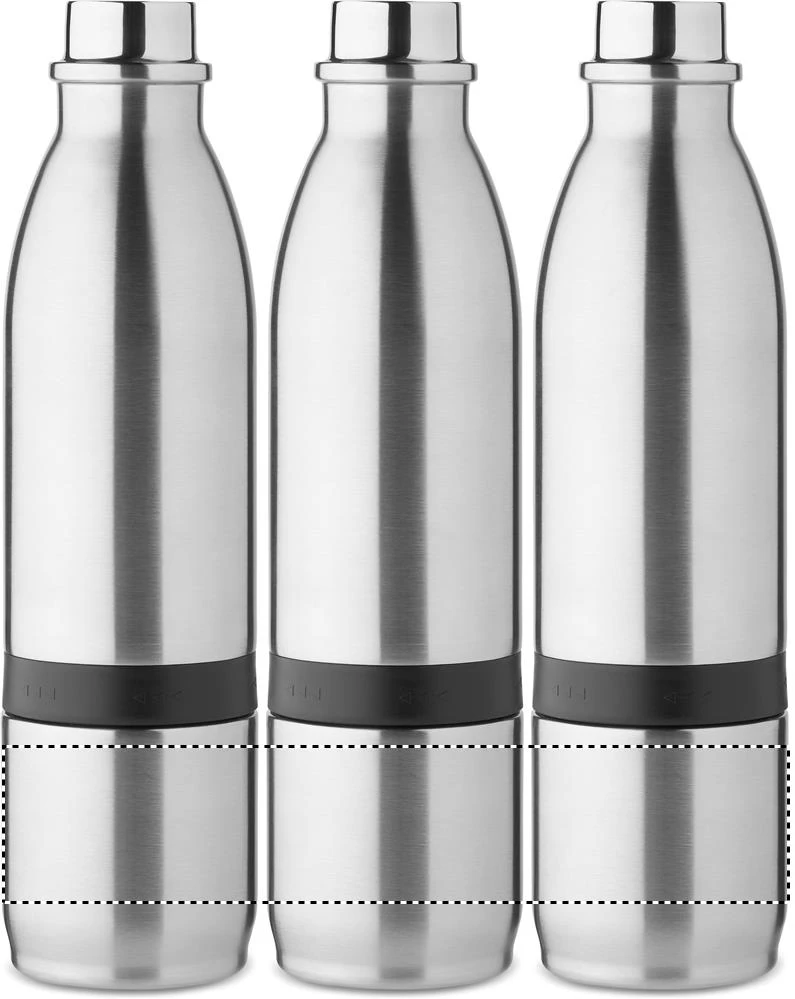 Dvojstenná fľaša 2v1, 500 ml – matná stříbrná – tlačová plocha – MUG 360