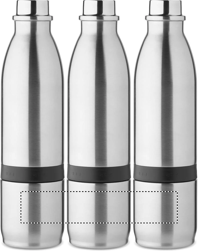 Dvojstenná fľaša 2v1, 500 ml – matná stříbrná – tlačová plocha – MUG ROUNDSCREEN