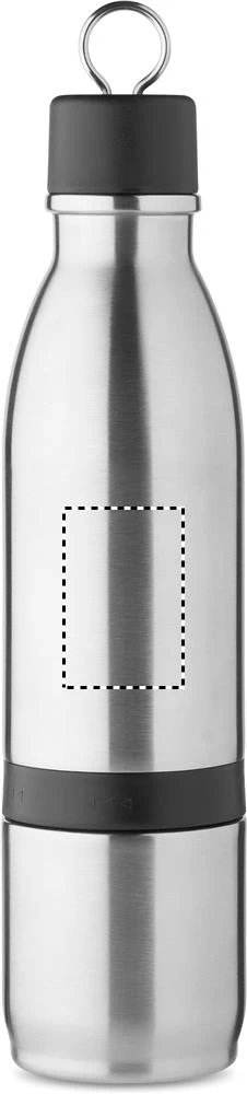 Dvojstenná fľaša 2v1, 500 ml – matná stříbrná – tlačová plocha – BOTTLE FRONT