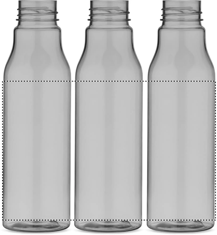 Fľaša z RPET 600 ml – transparentní šedá – tlačová plocha – Dookola 360°