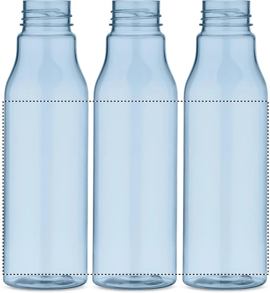 Fľaša z RPET 600 ml – transparentní světle modrá – tlačová plocha – Dookola 360°