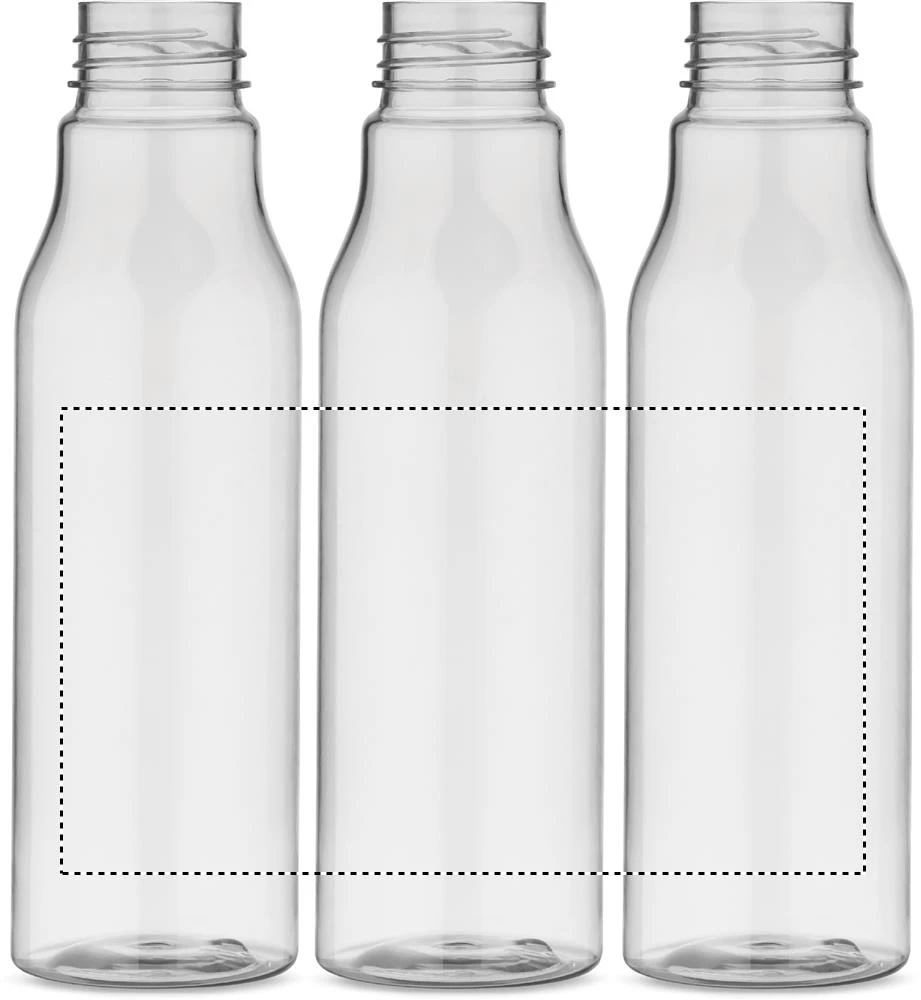 Fľaša z RPET 600 ml – transparentní – tlačová plocha – Dookola (rotačná sieťotlač)