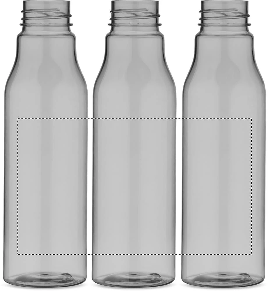 Fľaša z RPET 600 ml – transparentní šedá – tlačová plocha – Dookola (rotačná sieťotlač)