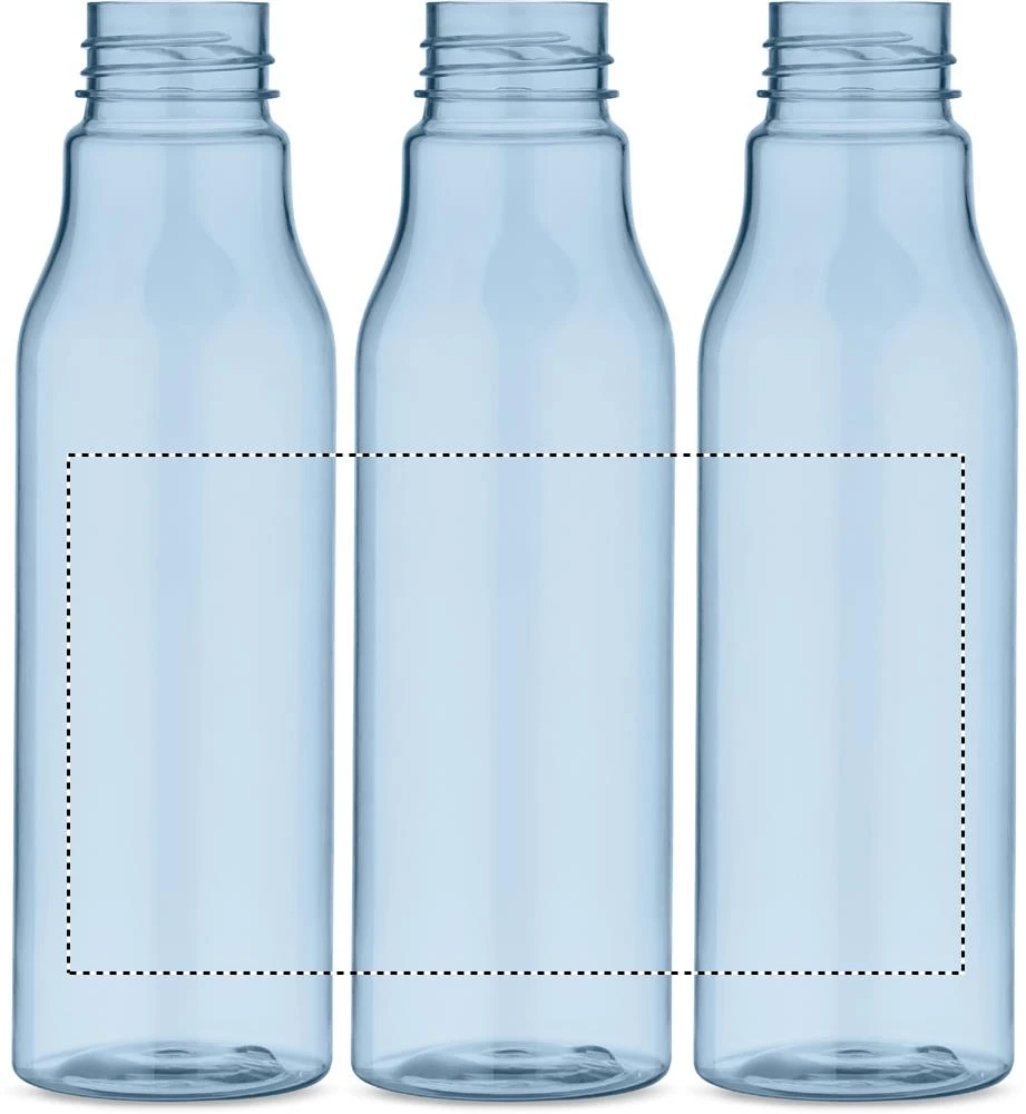 Fľaša z RPET 600 ml – transparentní světle modrá – tlačová plocha – Dookola (rotačná sieťotlač)