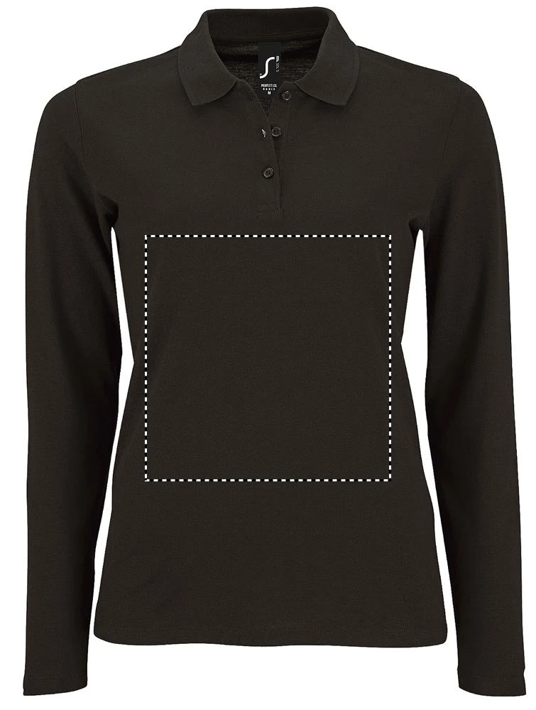 Perfect - dámske LSL Polo180 - Sol's – orange – tlačová plocha – Predná strana