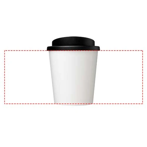 Recyklovaný hrnček s tepelnou izoláciou 250 ml Brite-Americano® Espresso Recycled – bílá – tlačová plocha – Po obvode