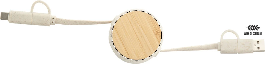 Komugo USB nabíjací kábel – natural – tlačová plocha – Bambusová časť