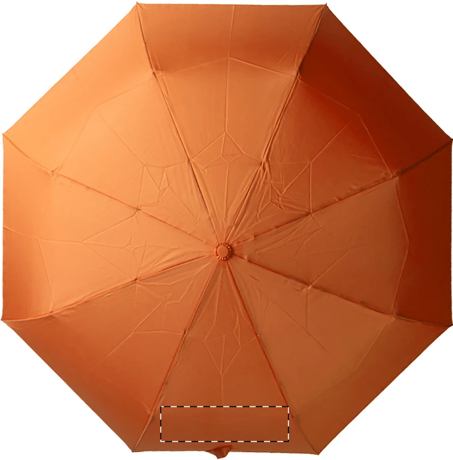 Kasaboo RPET dáždnik – orange – tlačová plocha – Panel 1 - s uzatváracím remienkom (číslovanie panelov v smere hodinových ručičiek)