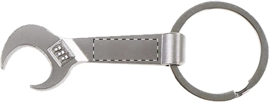 Spanner prívesok na kľúče s otváračom na fľaše – silver – tlačová plocha – Zadná strana
